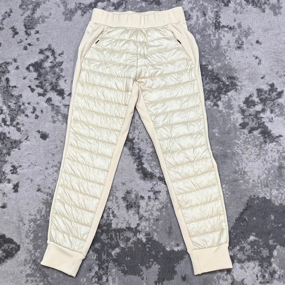 JoyLab Womens Quilted Puffer Front Fleece Jogger Pants Cream XS - Picture 2 of 7